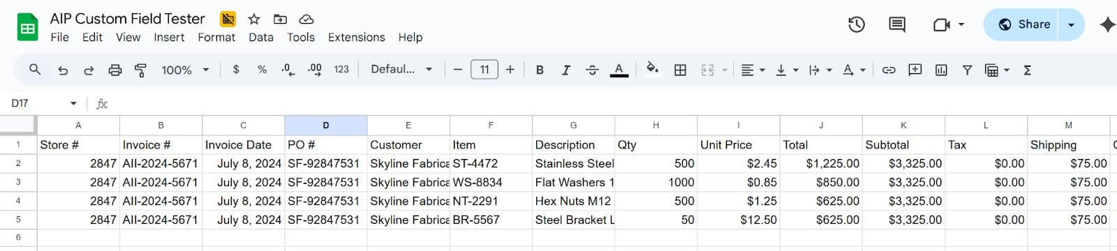Google Sheets