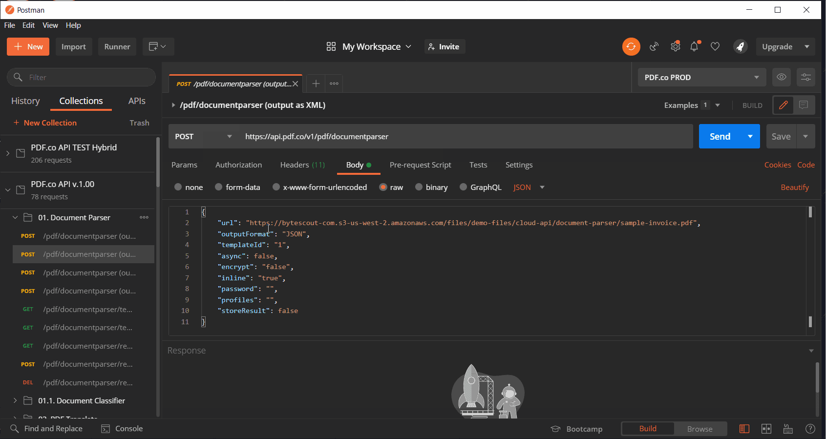 Fetch Basic Invoice Fields Postman