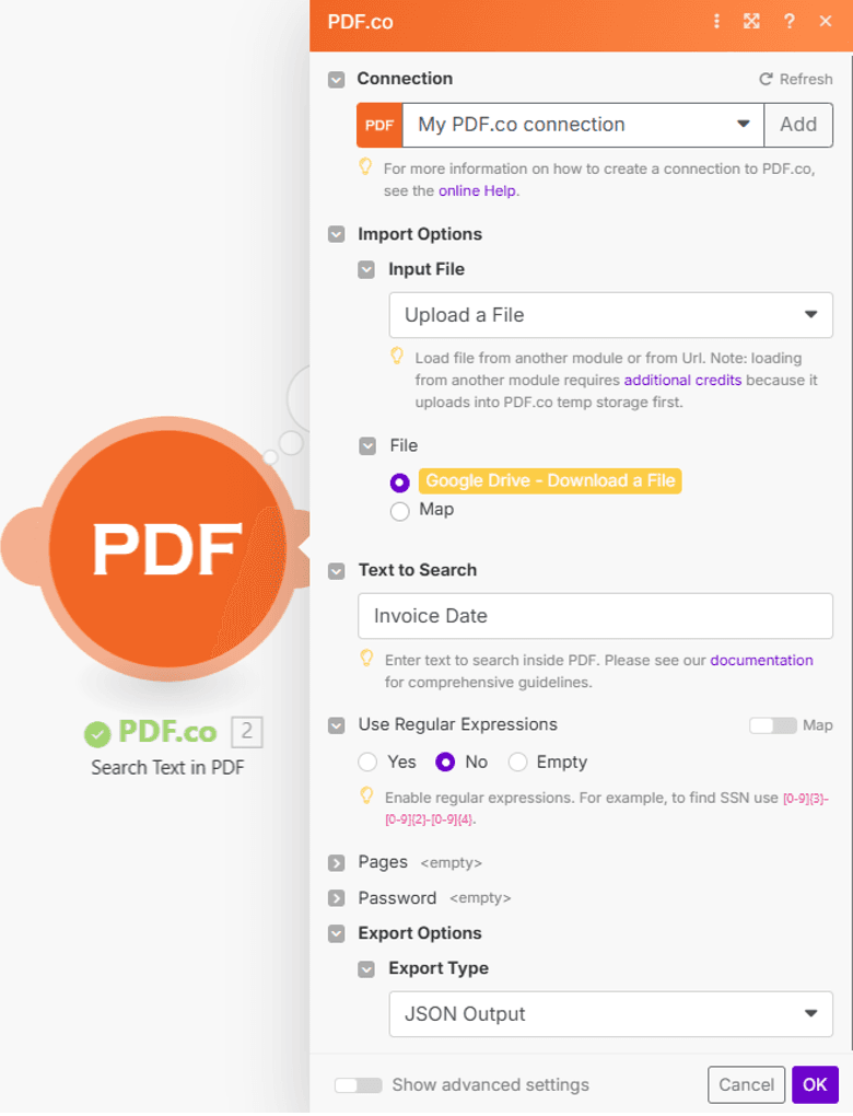 Configure the PDF.co Module