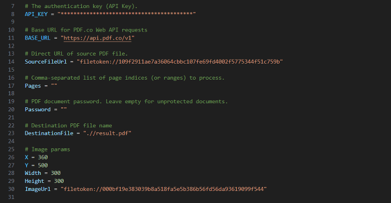 Configure the Python code