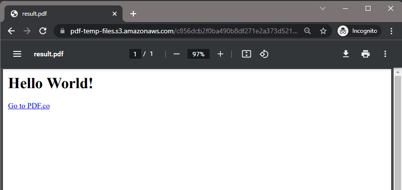 PDF.co HTML To PDF Output