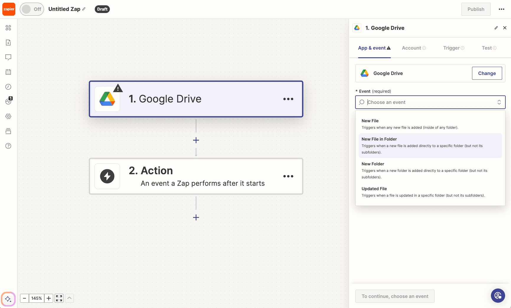 Choose Trigger Event