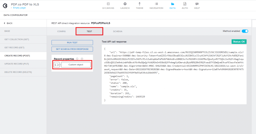 Test Menu and Custom Object