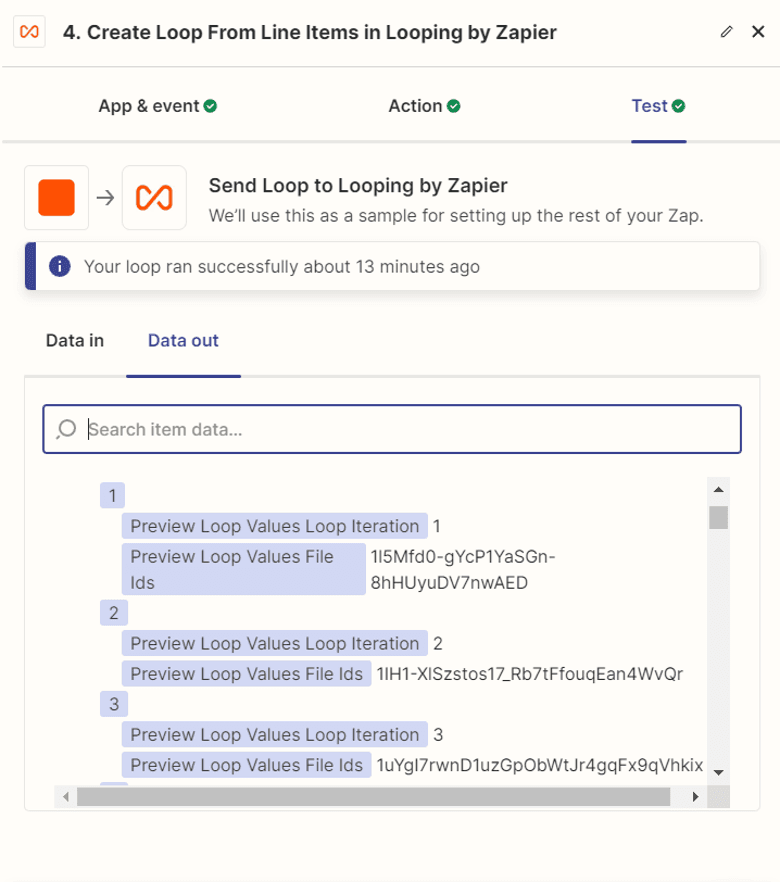 Send Loop to Zapier