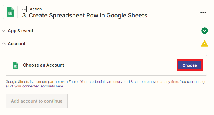 Connect Google Sheets Account