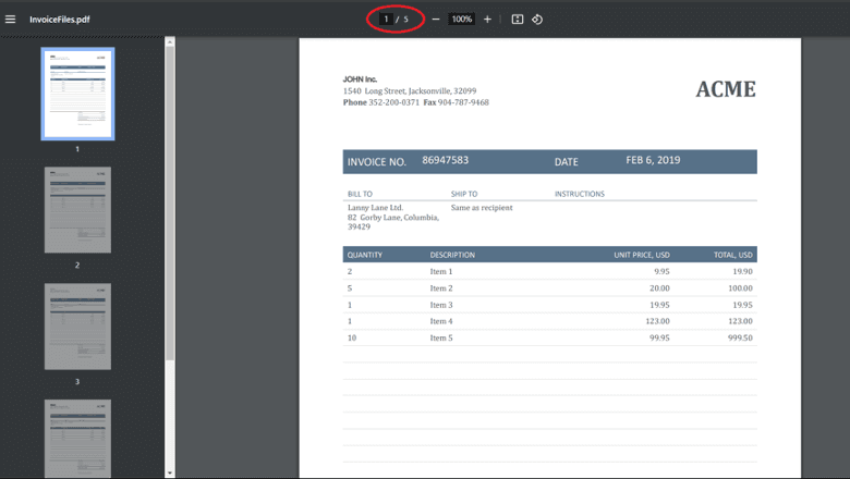 Sample PDF with 5 pages