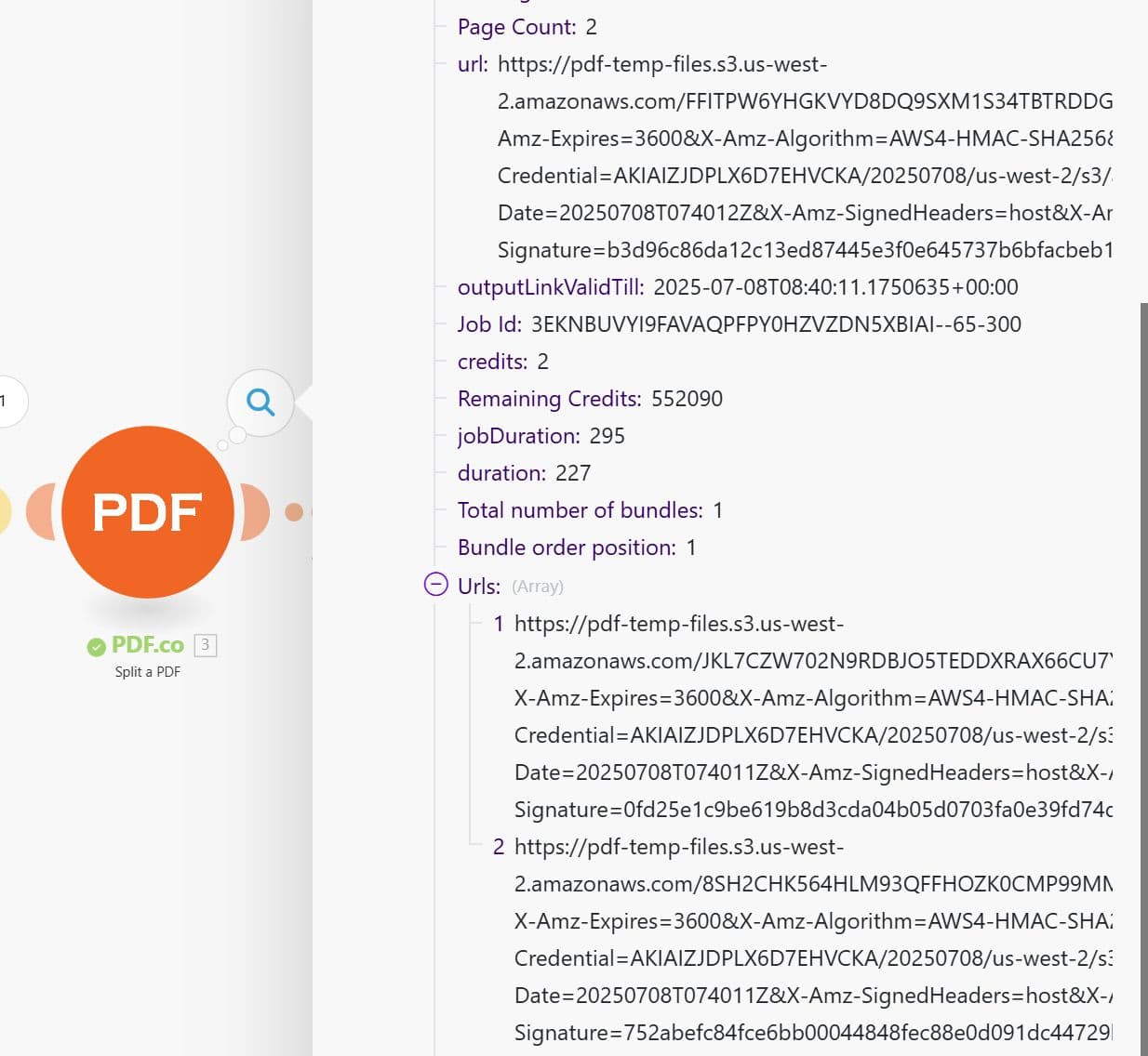 Run the Scenario to Split PDF