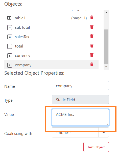 Add A Company Name Static Value