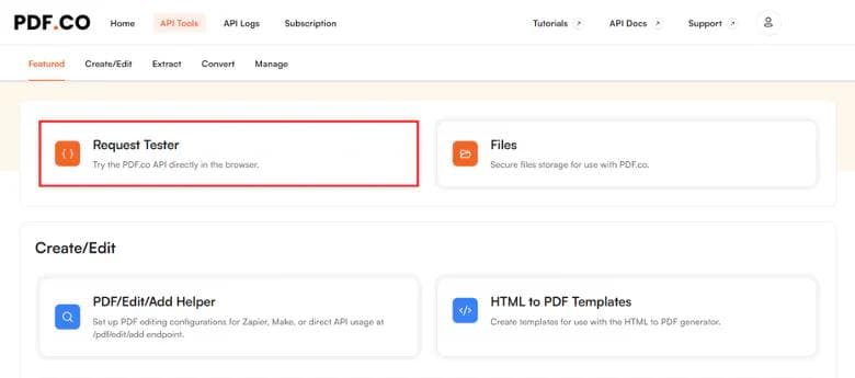 Screenshot of API Tools Page