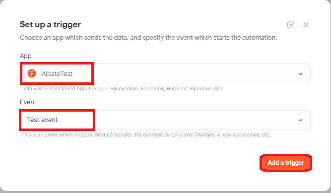 Screenshot of configuring a Trigger