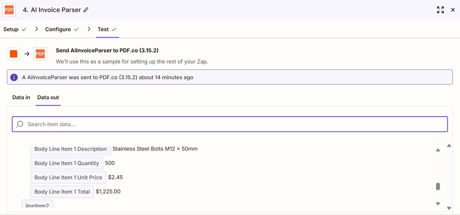 Test the Invoice Parser